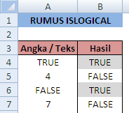 Fungsi dan Cara Menggunakan Rumus ISLOGICAL Dalam Excel